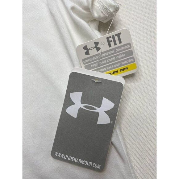 Girls Under Armour White Logo Loose Heat Gear Short Sleeve Top Sz YSM Small NEW - Picture 3 of 7